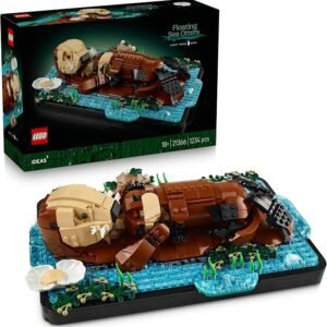 LEGO® Ideas Floating Sea Otters 21366 Building Set Sea Animals Display Model Featuring a Mother Otter and Her Pup – Craft Kit for Adults to Create Fun Home Decor – Treat for Animal Lovers