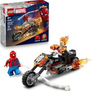LEGO® ǀ Marvel Spider-Man vs. Ghost Rider Motorcycle 76335 Super Hero Building Toy for Boys and Girls Aged 6+ – Spider-Man Motorcycle Playset with 2 Minifigures – Treat Idea for Kids’ Birthdays