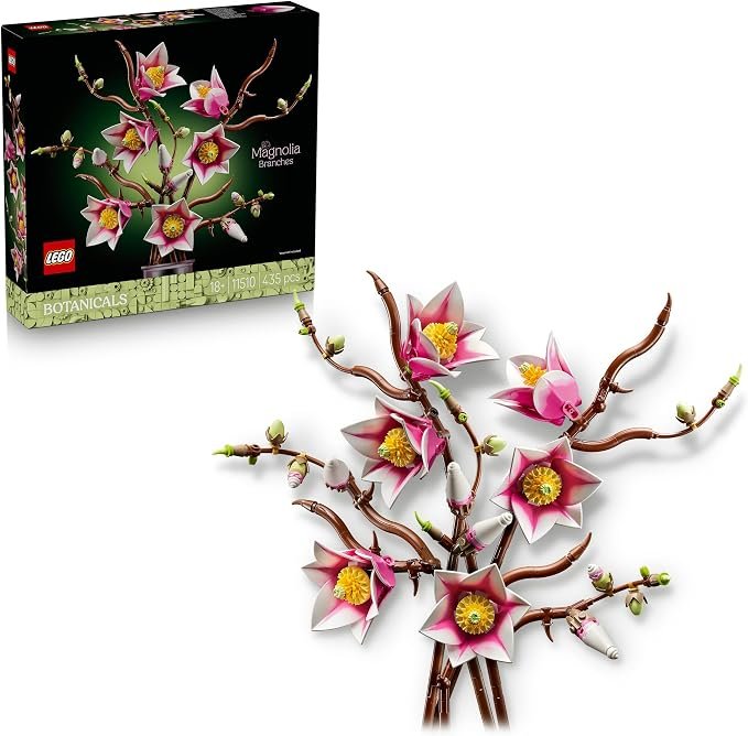 LEGO® Botanicals Magnolia Branches 11510 Flower Decor - Building Set for Adults - Birthday or Housewarming Treat for Women, Men and Nature Lovers - Includes 5 Magnolia Branches