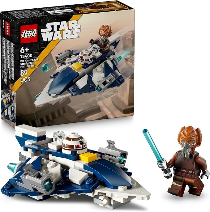 LEGO® Star Wars: The Clone Wars™ Plo Koon’s Jedi Starfighter™ Microfighter 75400 Collectible Building Toy for Kids, Toy for Boys, Girls and Fans Aged 6 Years Old and Up, Includes a Blue Lightsaber™