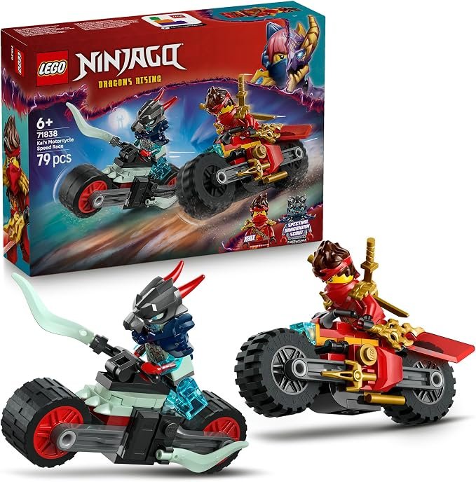 LEGO® NINJAGO® Kai’s Motorcycle Speed Race 71838 Playset with 2 Ninja Bike Toys and 2 Minifigures, Building Kit, Battle Set for Kids, Small and Fun Toy for Boys and Girls Aged 6 and up