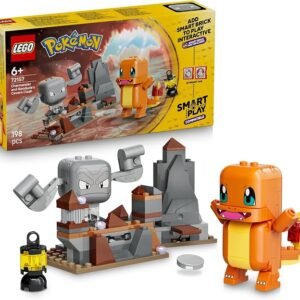 LEGO® Pokémon™ SMART Play™: Charmander and Geodude’s Cavern Clash 72157 Compatible Interactive Toy Set Incl. 2 SMART Tags and 2 Pokémon – Playset Idea for 6+ Year Old Boys and Girls