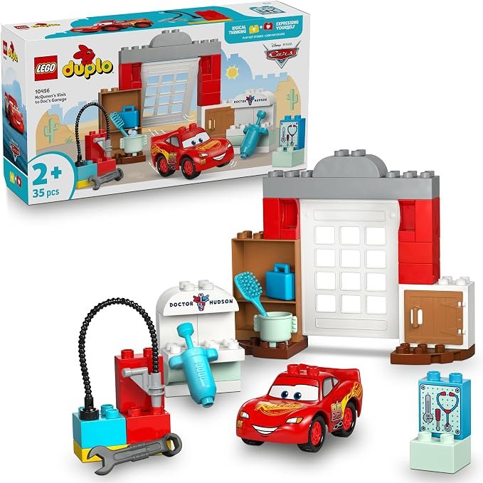 LEGO® DUPLO® Disney and Pixar Cars McQueen’s Visit to Doc’s Garage 10456 Buildable Toddler Toy Inspires Creative Play, Building Set for Preschoolers Aged 2 Plus Who Love Vehicle Playsets