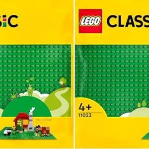 LEGO Classic Green Building Plate, Building & Construction Kids Toy for 4+ Year Old Boys and Girls, Baseplate for Bricks and Blocks, Model Building and Display 11023 (Pack of 2)