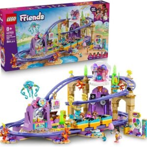 LEGO® Friends Mermaid Roller Coaster Ride 42703 Building Toy for Kids Aged 8+ – Pretend Play Set with 5 Minidolls, Bubble Tea Stand, Shell Stage and Pool – Playset Idea for Girls and Boys