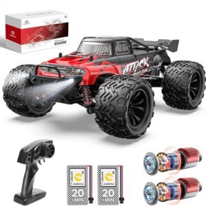 DEERC 9500E High Speed RC Car, 1:16 Scale RC Monster Truck,Racing Hobby Car for Adults, 40+kmh, 4WD All Terrain Off-Road Remote Control Car, 2.4Ghz RC Crawler, 2 Battery, Toy Gift Kids
