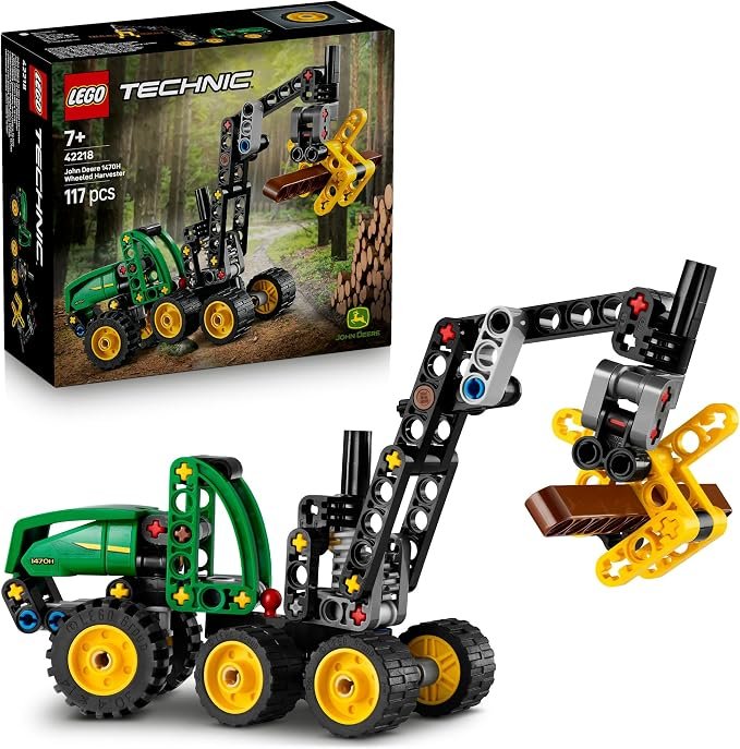 LEGO® Technic John Deere 1470H Wheeled Harvester 42218 Rotating Boom, Working Claw and Log - Model Building Toy - Construction Vehicle Treat for Boys, Girls and Kids Aged 7+
