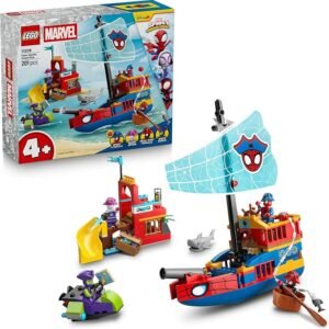 LEGO® ǀ Marvel Spidey and His Amazing Friends Team Spidey Pirate Ship 11208 Super Hero Building Toy for Boys and Girls Aged 4+ – Build and Play Pirate Set with 4 Minifigures – Treat Idea for Kids