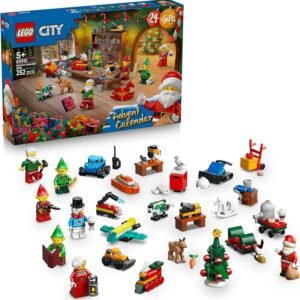 LEGO® City Advent Calendar 2026 60510 Santa’s Workshop Decorations – Santa, Mrs. Claus, 3 Elves and Snowman Minifigures – Baby Reindeer Figure – 24 Surprises – Christmas Toy for Kids Aged 5+