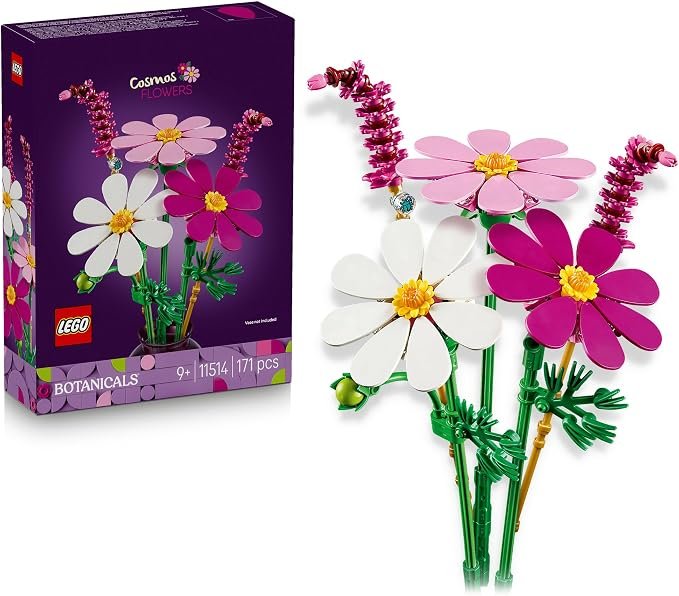 LEGO® Botanicals Cosmos Flowers 11514 Building Set for Kids - Plant Decor - Flower Playset Idea for Girls, Boys and Nature Lovers - LEGO Floral Arrangement with 3 Cosmos and 2 Fountain Grass Stems