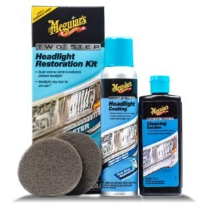 Two-step Headlight Restoration Kit – Auto Headlight Restorer Kit – Cleaning Kit for Yellowed and Oxidized Headlights – Durable and Long Lasting Car Headlights Restoration Kit