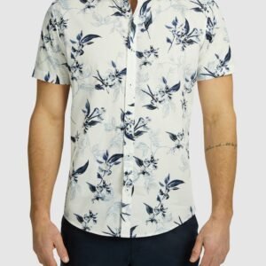 Blue Buckley Classic Print Short Sleeve Cotton Shirt