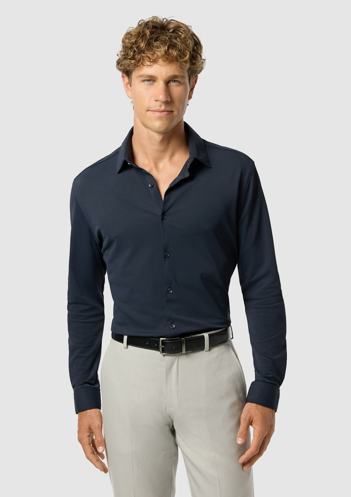 Navy Creston Super Stretch Slim Dress Shirt