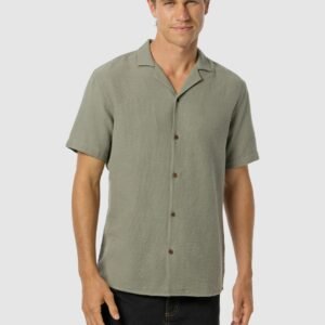 Sage Green Sekope Textured Short Sleeve Shirt