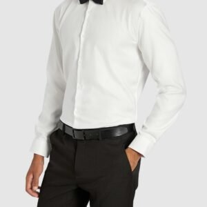 White Lansel Slim Herringbone Dress Shirt