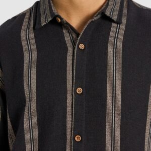 Black Caddy Stripe Textured Short Sleeve Shirt