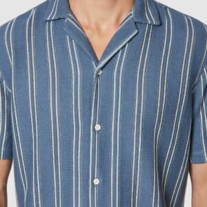 Blue Totti Stripe Textured Short Sleeve Shirt