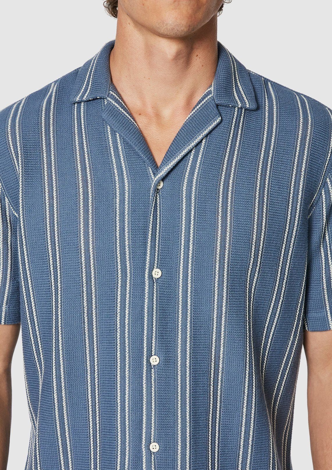 Blue Totti Stripe Textured Short Sleeve Shirt
