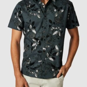Green Adrian Foliage Slim Stretch Short Sleeve Shirt