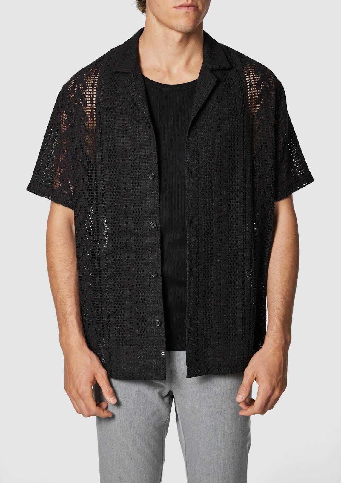Black Jaxton Jacquard Short Sleeve Shirt