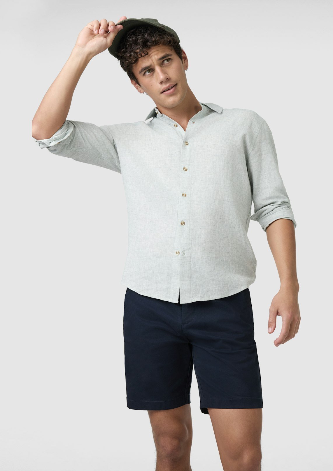 Light Green Kieran Linen Blend Shirt