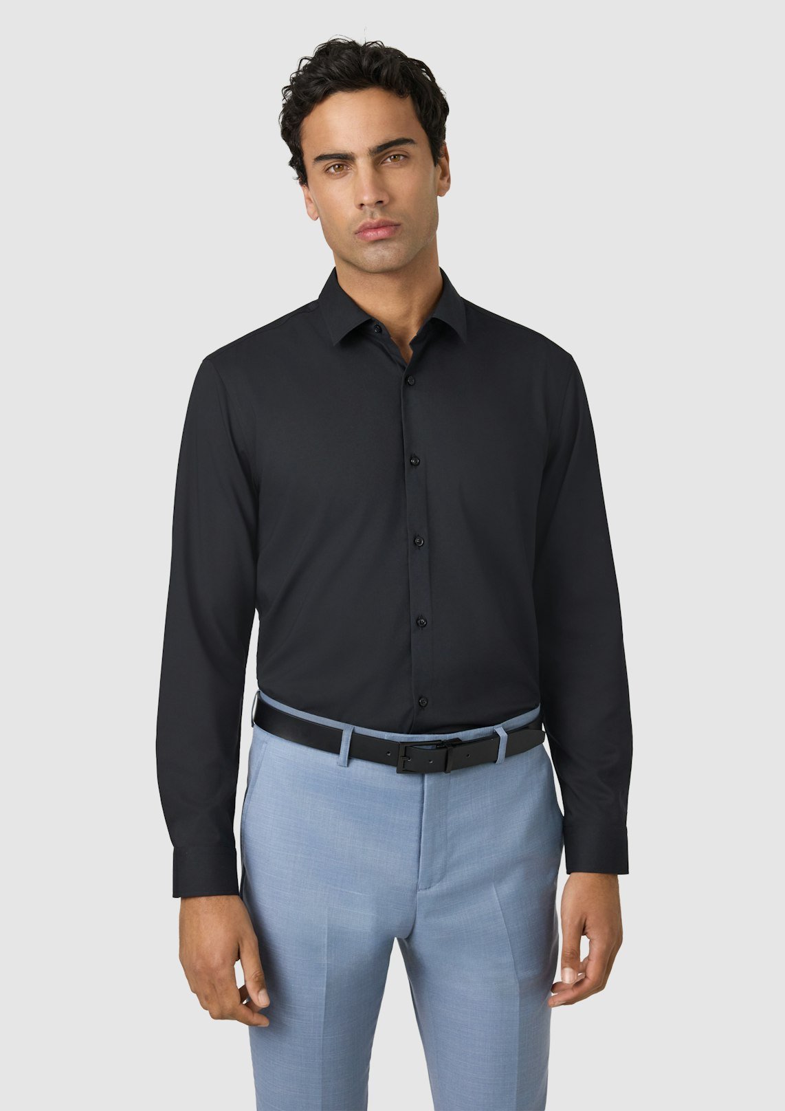 Black Oslo Slim Stretch Dress Shirt