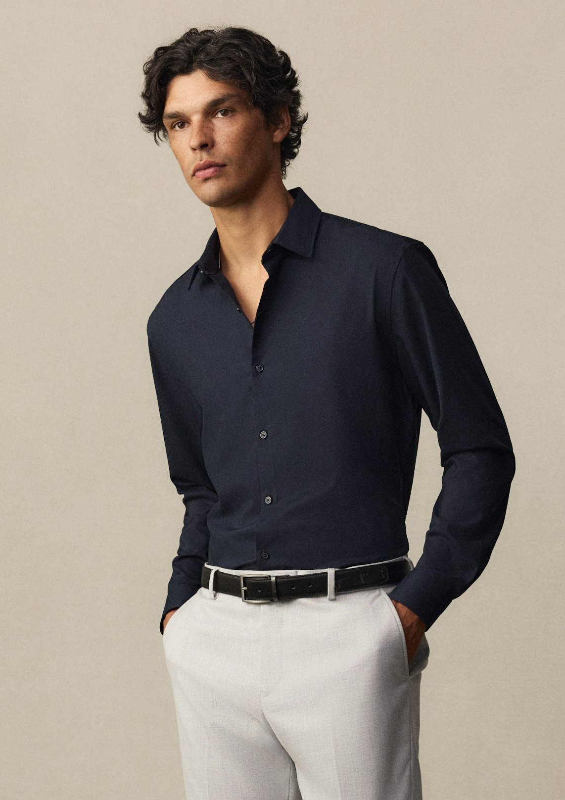 Navy Oslo Slim Stretch Dress Shirt