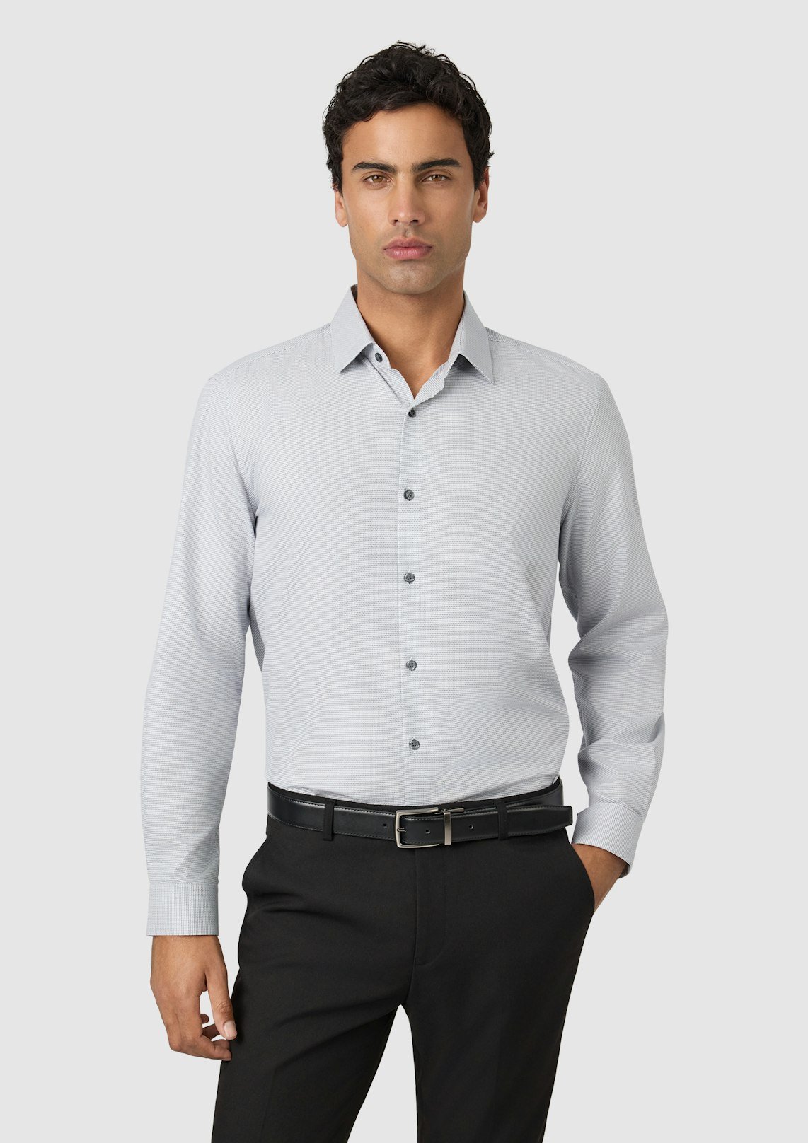 Silver Grey Gates Slim Dress Shirt
