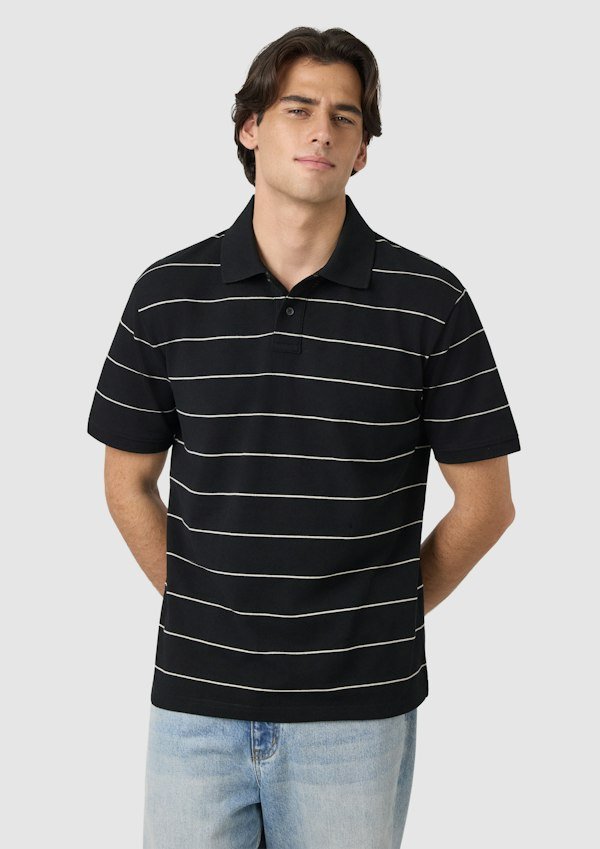 Hearne Stripe Cotton Blend Polo Shirt