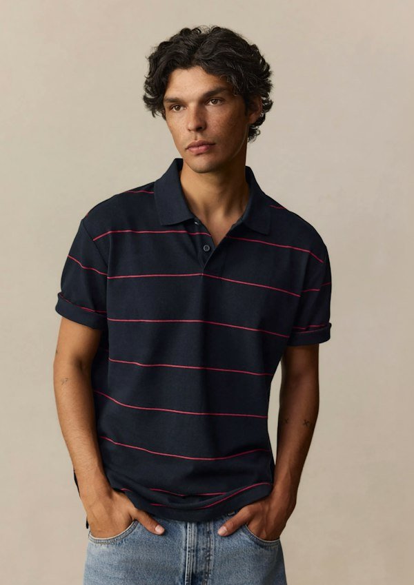 Hearne Stripe Cotton Blend Polo Shirt