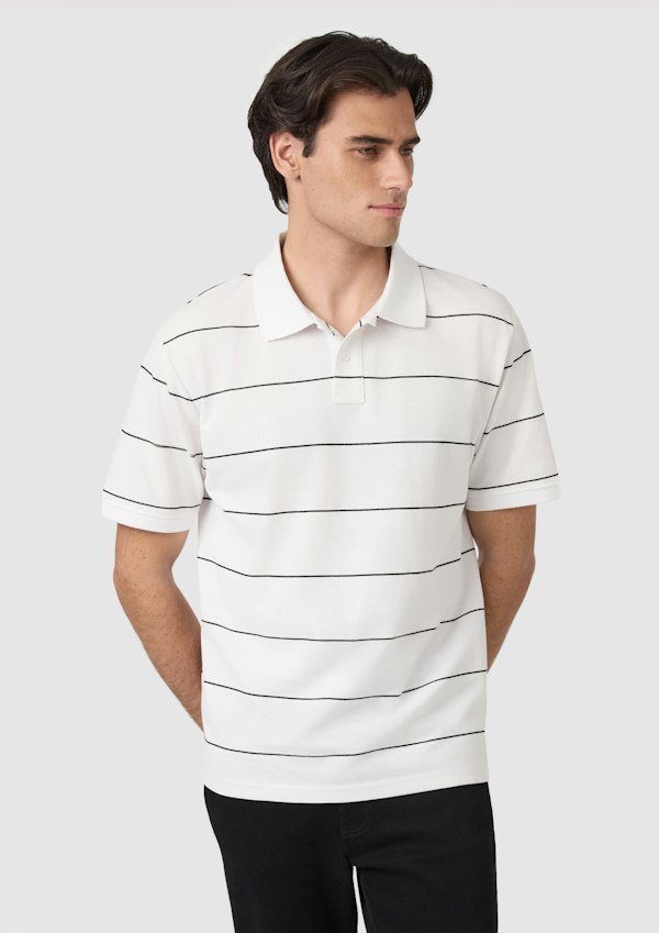 Hearne Stripe Cotton Blend Polo Shirt