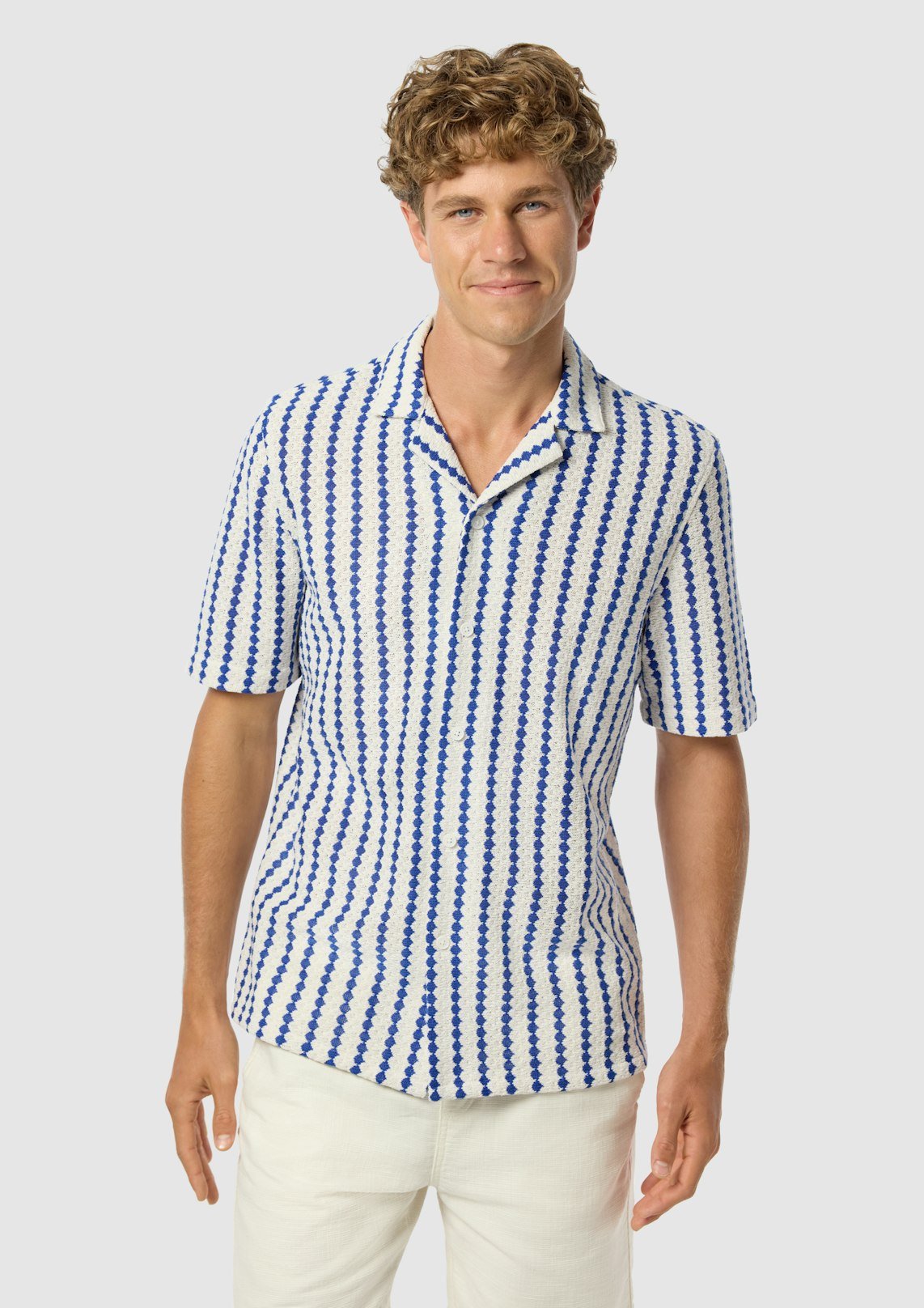 Cobalt Zane Stripe Textured Short Sleeve Shirt