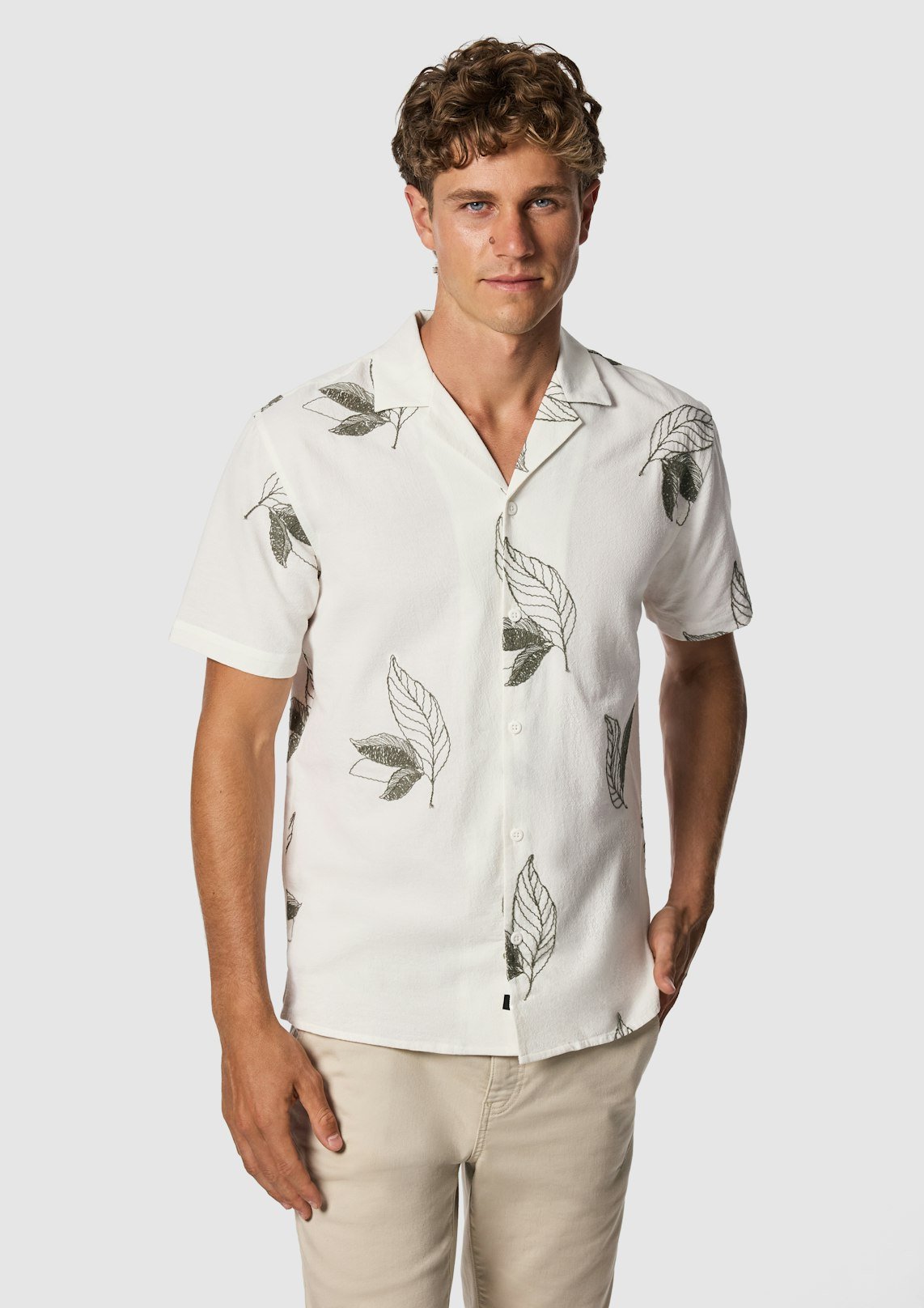 Off White Blake Embroidered Short Sleeve Shirt