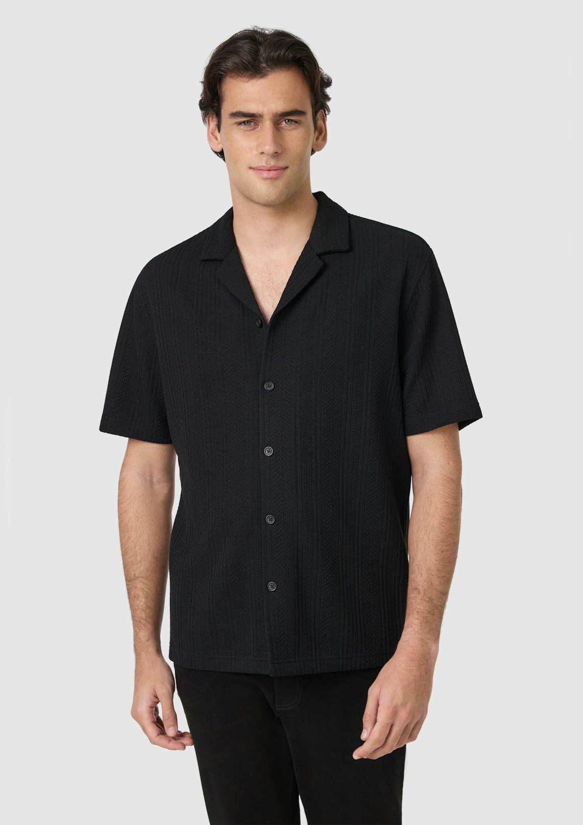 Black Bateman Textured Short Sleeve Shirt