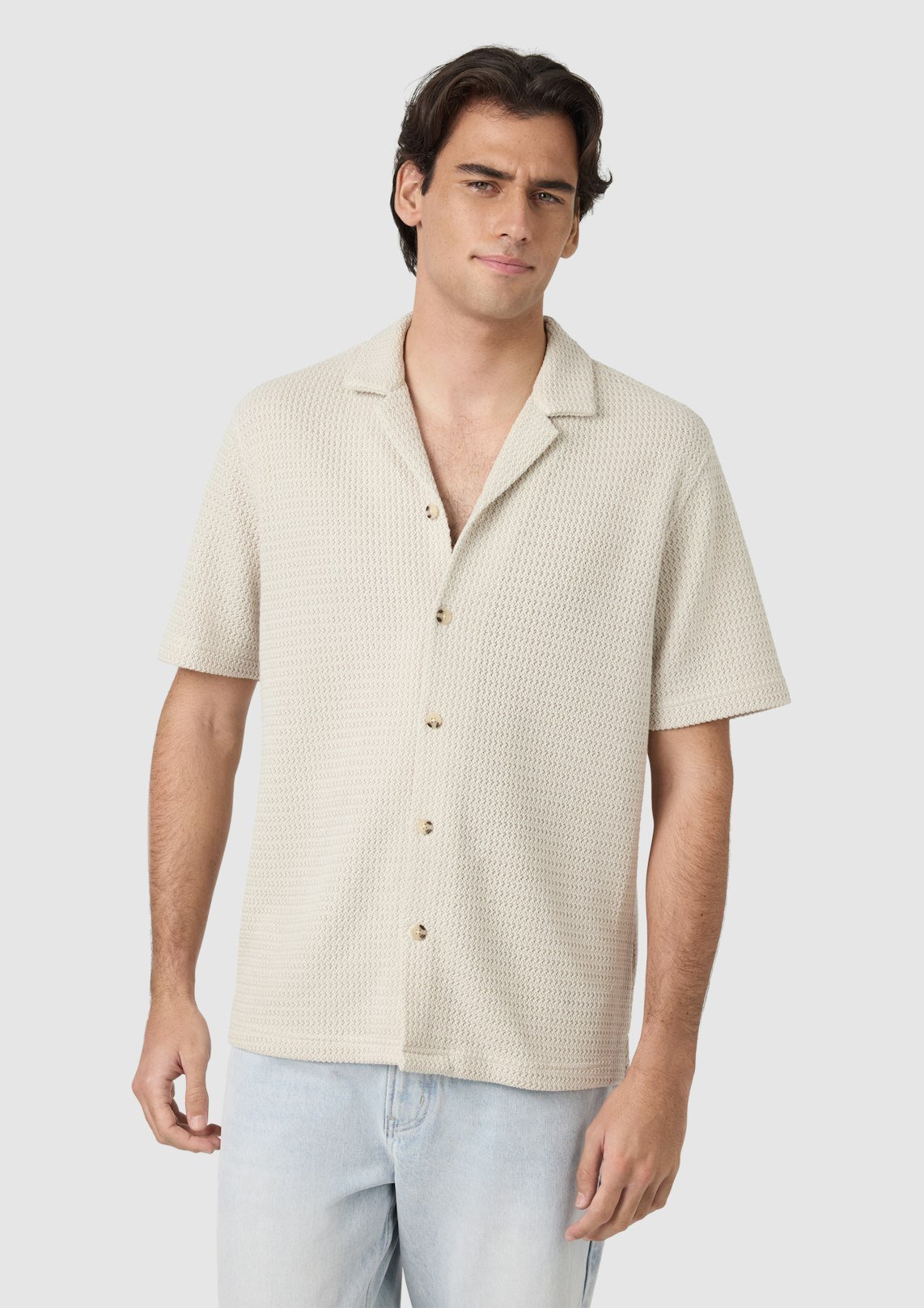 Sand Ashford Textured Short Sleeve Shirt