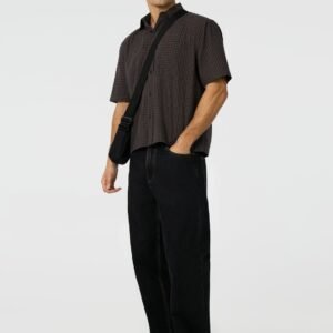 Chocolate Stanwell Check Boxy Fit Short Sleeve Shirt