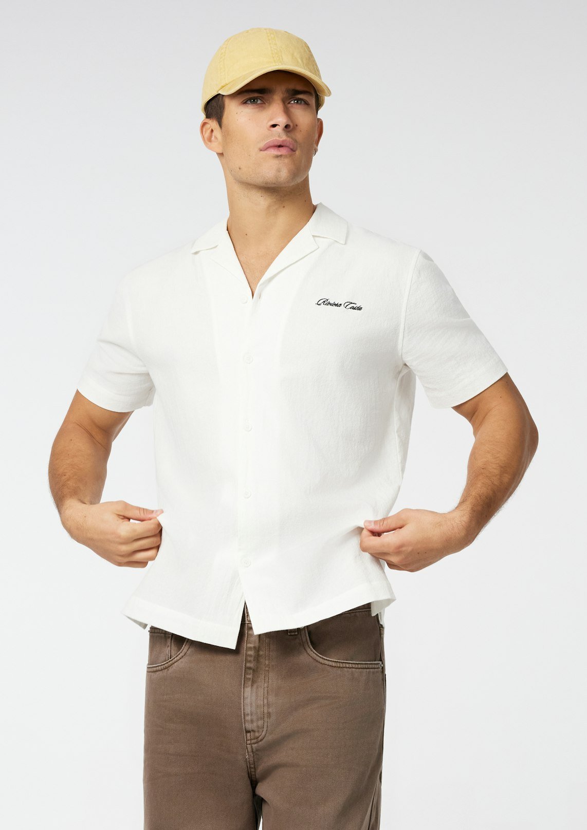 White Riviera Printed Short Sleeve Shirt