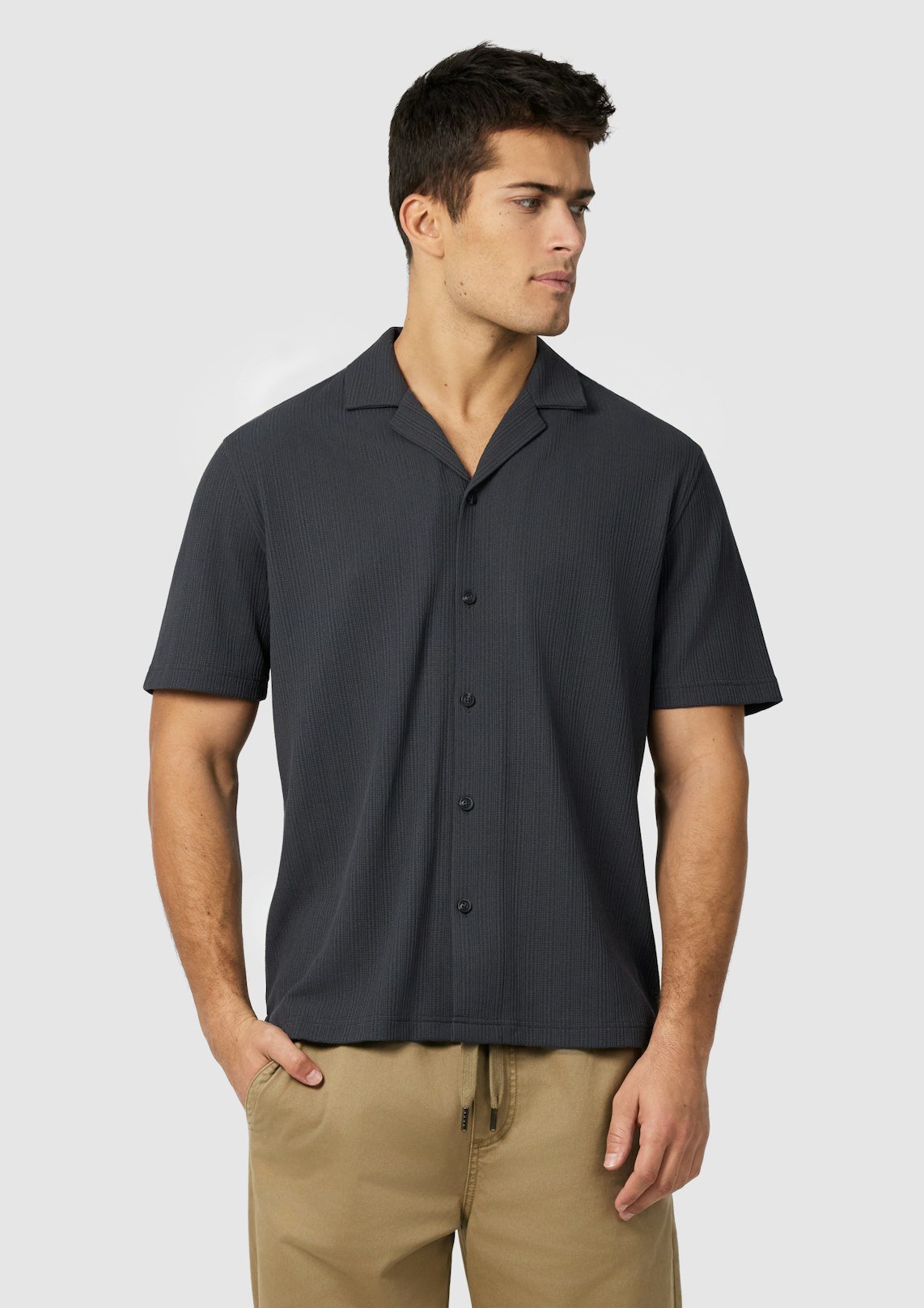 Charcoal Adler Textured Short Sleeve Shirt