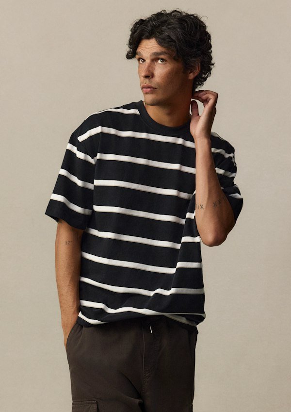 Jory Boxy Stripe Crew Neck Tee