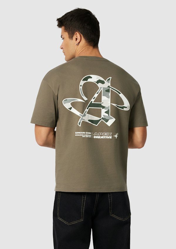 Camo Graphic Boxy Crew Neck Tee
