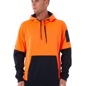 Brushed Fleece Hoodie – Orange/Navy