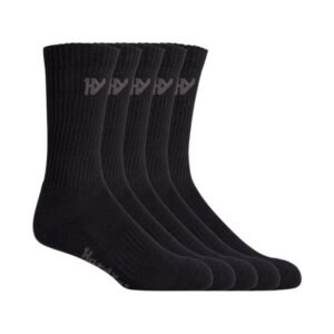 Cotton Crew Work Sock 5pk – Black