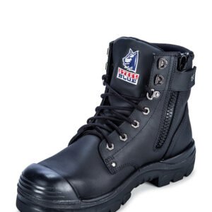Argyle Lace Up Boot with Zip and Bump Cap – Black