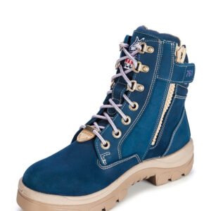 Ladies Southern Cross Lace Up Ankle Boot with Zip – Blue