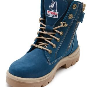 Southern Cross Lace Up Safety Boot with Zip – Blue