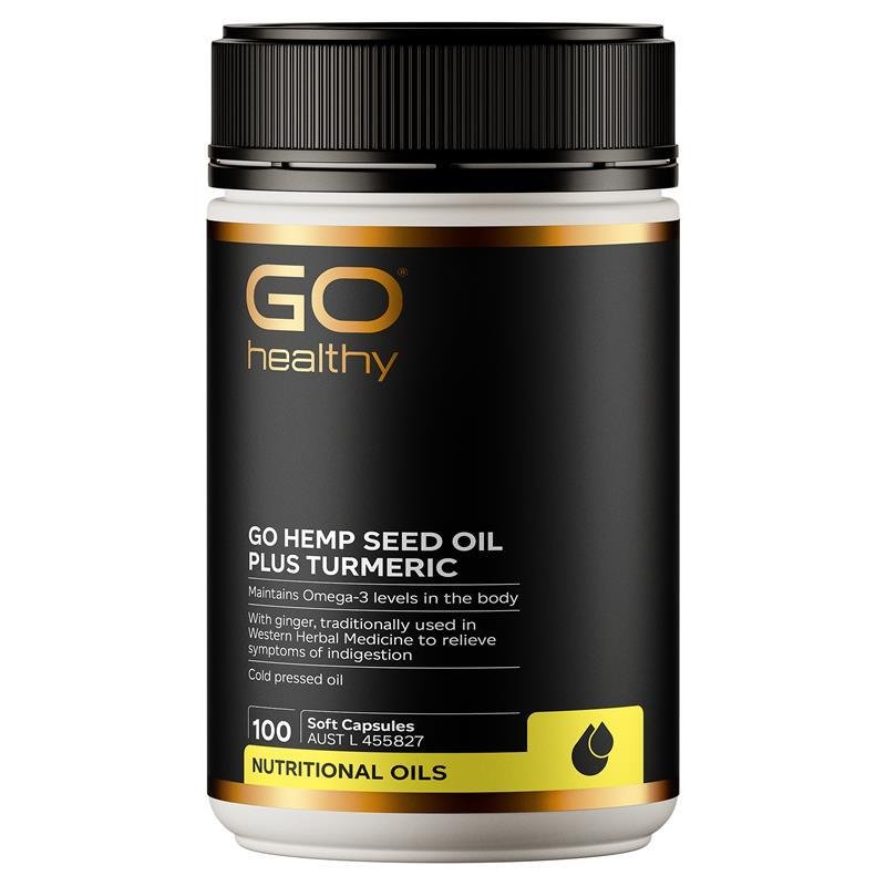 GO Healthy Hemp Seed Oil Plus Turmeric 100 Soft Capsules