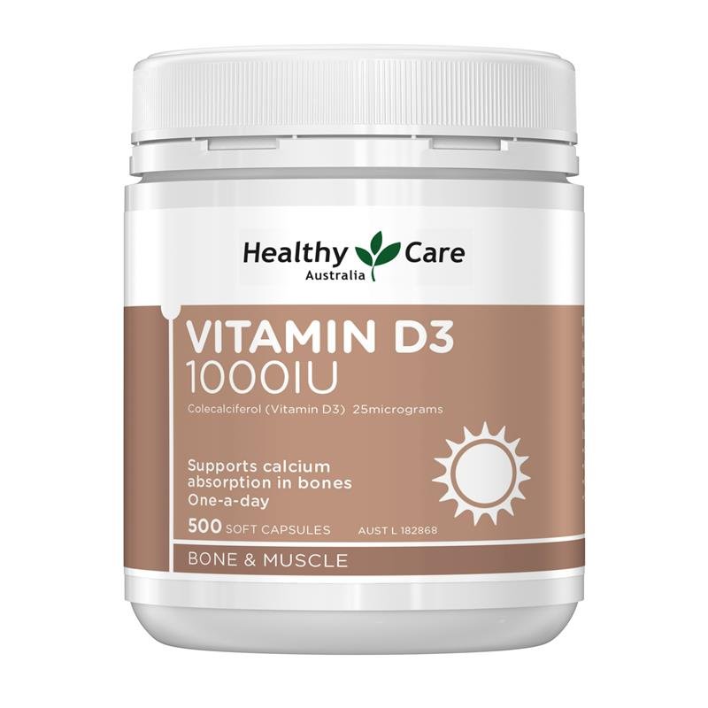 Healthy Care Vitamin D3 1000IU 500 Capsules
