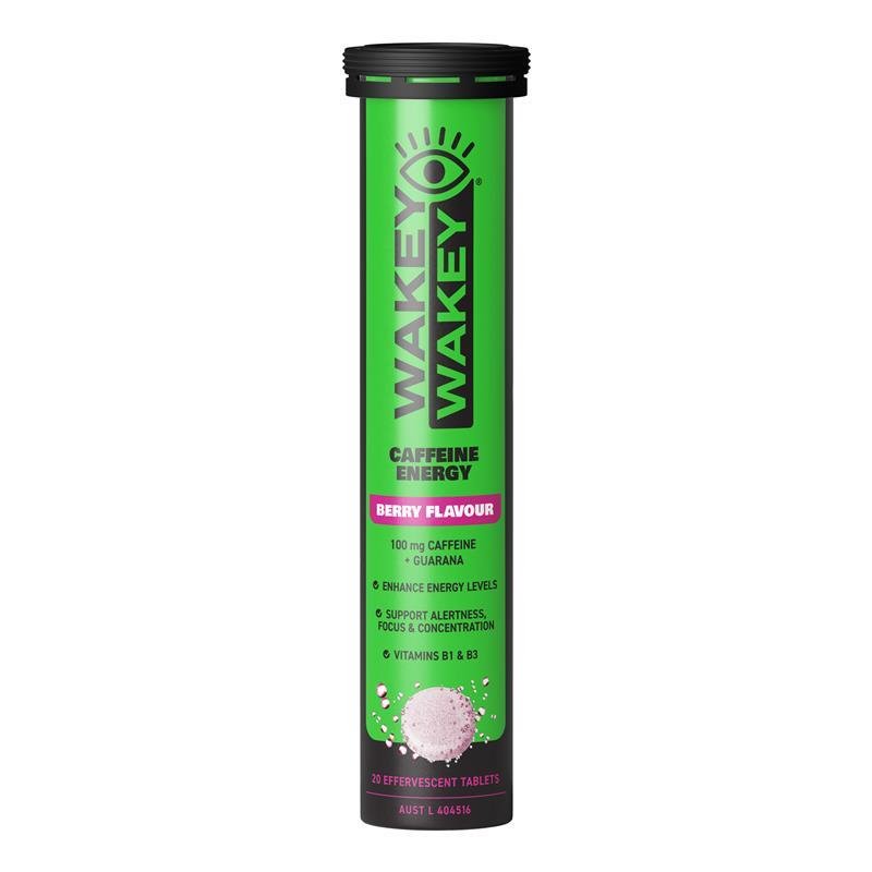Wakey Wakey Caffeine Effervescent Berry Flavour 20 Tablets
