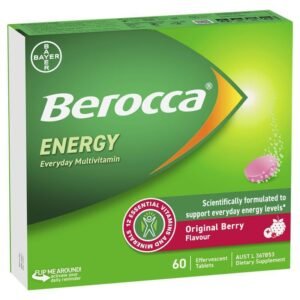 Berocca Energy Original Berry 60 Effervescent Tablets Exclusive Size