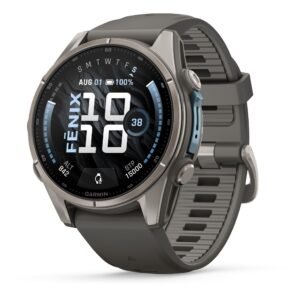 Garmin fenix 9 43mm Titanium with Pebble Grey Silicone Band